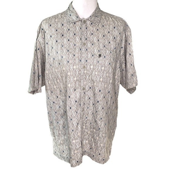 The North Face Patterned Short Sleeve Button Down Shirt Gray Blue Size Large - Picture 1 of 9